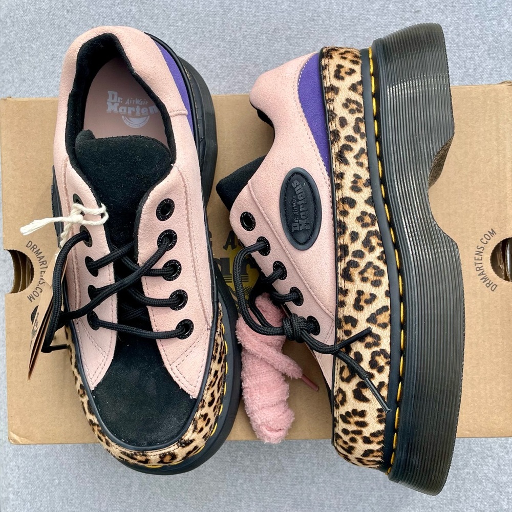 Dr. Martens Buzz Tan Pink Leopard Print Shoes